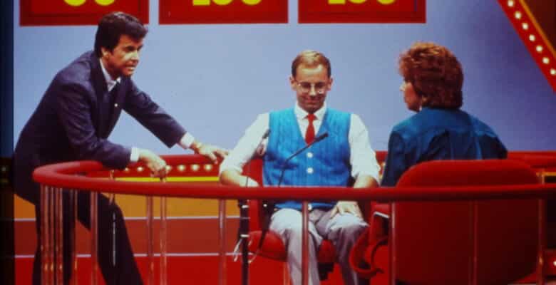 Two contestants on the set of Pyramid